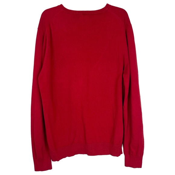 Izod Men’s Red Long Sleeve V-Neck Knit Vintage Cotton Sweater Top Shirt sz Large - Picture 2 of 3